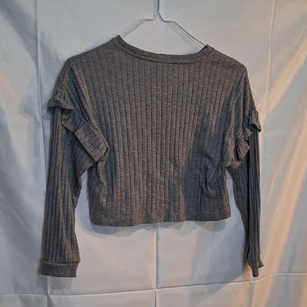 Gray Ribbed Women's Top